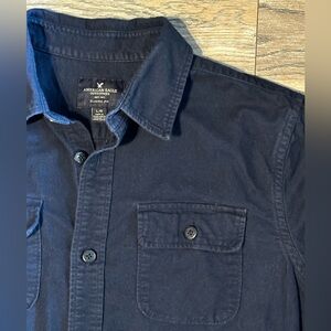American Eagle Vintage 2014 Shirt Men's Large Navy Blue Long Sleeve Flannel